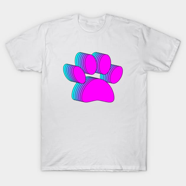 Pink Purple And Blue Dog Paws T-Shirt by Braznyc